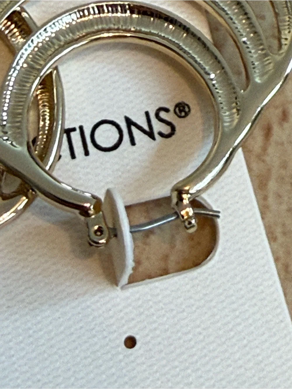 NWT. New Directions. Triple Layer Silver Hoops.